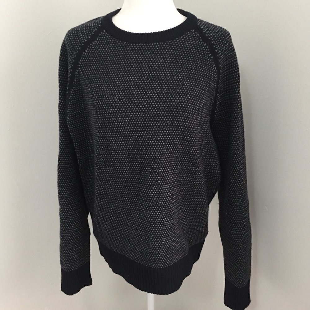 J. Crew Navy Hearts Crewneck Knit Sweater